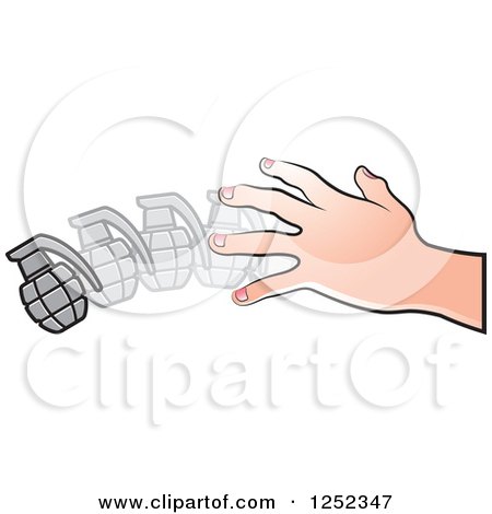 Clipart of a Hand Throwing a Grenade - Royalty Free Vector Illustration by Lal Perera