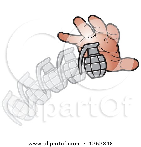 Clipart of a Hand Throwing a Grenade - Royalty Free Vector Illustration by Lal Perera