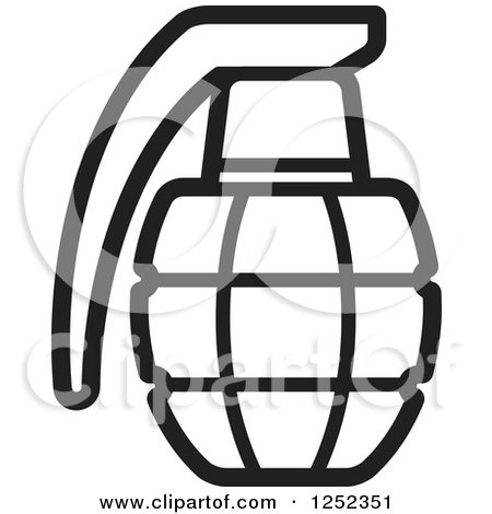 Clipart of a Black and White Grenade - Royalty Free Vector Illustration by Lal Perera