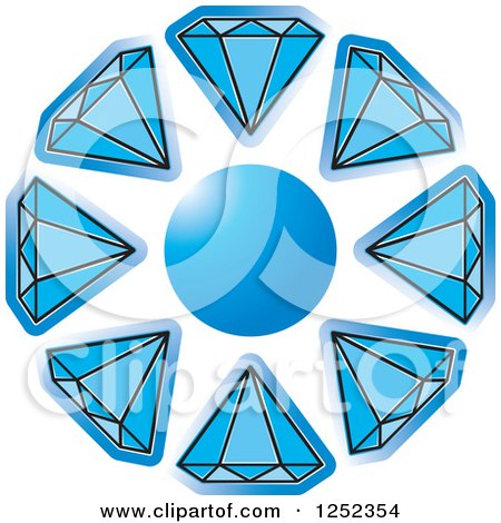 Clipart of a Blue Circle with Diamonds - Royalty Free Vector Illustration by Lal Perera