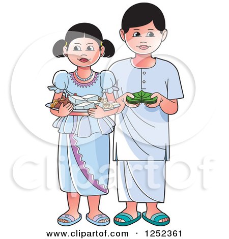 Clipart of a Sinhala Girl at Temple - Royalty Free Vector Illustration