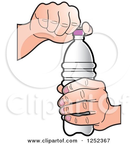 Clipart of a Hand Opening a Water Bottle - Royalty Free Vector Illustration by Lal Perera