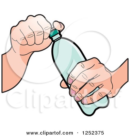 Clipart of a Hand Opening a Green Water Bottle - Royalty Free Vector Illustration by Lal Perera