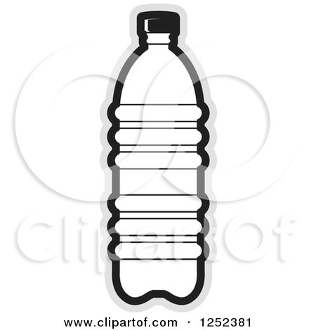Clipart of a Black and White Water Bottle and Gray Outline - Royalty Free Vector Illustration by Lal Perera