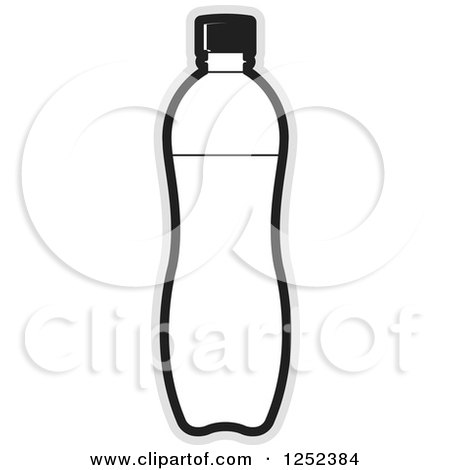 Clipart of a Black and White Water Bottle and Gray Outline - Royalty Free Vector Illustration by Lal Perera