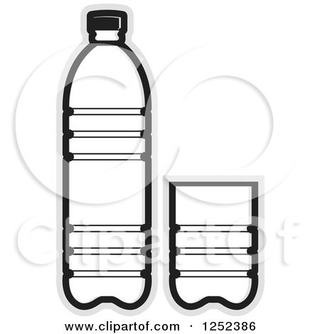 water bottle black and white clipart