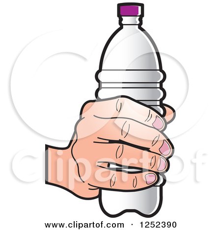 Clipart of a Hand Holding a Water Bottle - Royalty Free Vector Illustration by Lal Perera
