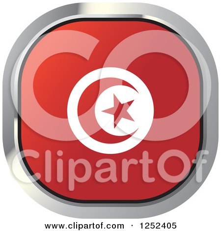 Clipart of a Square Tunisian Flag Icon - Royalty Free Vector Illustration by Lal Perera