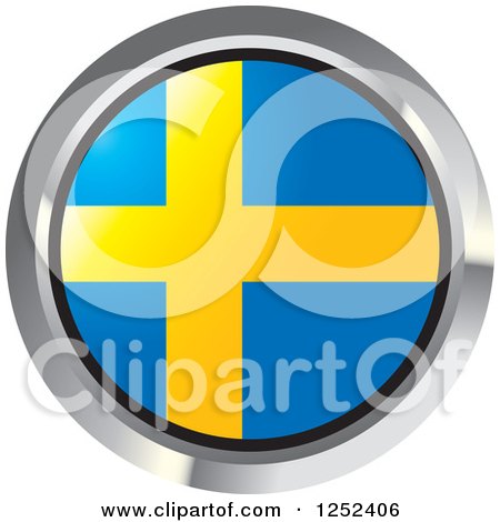 Clipart of a Round Swedish Flag Icon 2 - Royalty Free Vector Illustration by Lal Perera