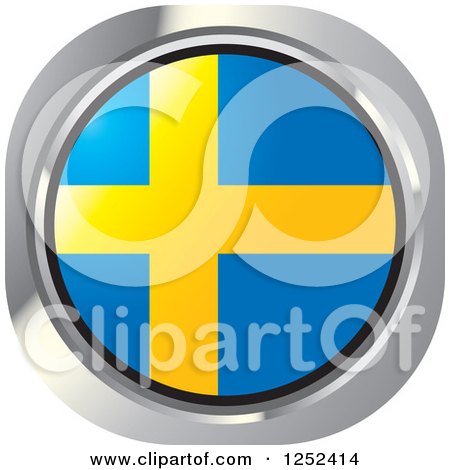 Clipart of a Round Swedish Flag Icon - Royalty Free Vector Illustration by Lal Perera