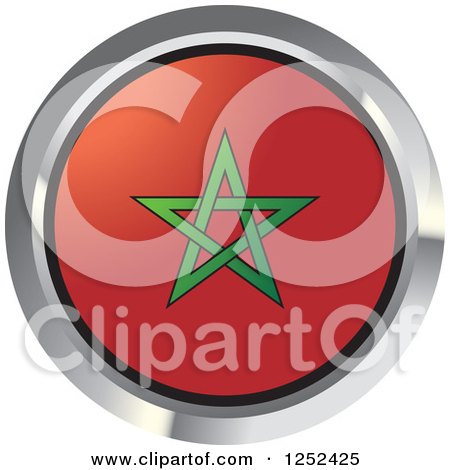 Clipart of a Round Moroccan Flag Icon 2 - Royalty Free Vector Illustration by Lal Perera
