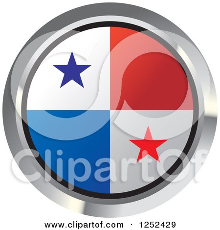 Clipart of a Round Panama Flag Icon 2 - Royalty Free Vector Illustration by Lal Perera