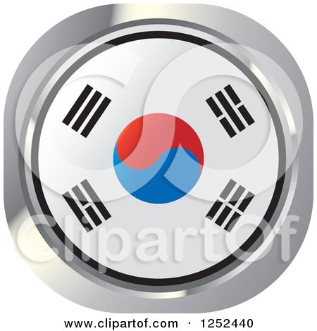 Clipart of a Round South Korean Flag Icon - Royalty Free Vector Illustration by Lal Perera
