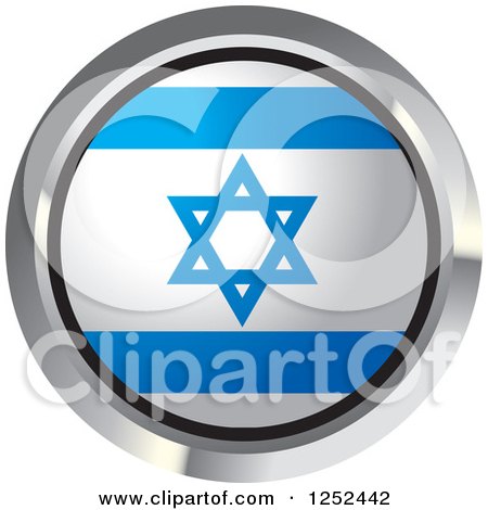 Clipart of a Round Israeli Flag Icon 2 - Royalty Free Vector Illustration by Lal Perera