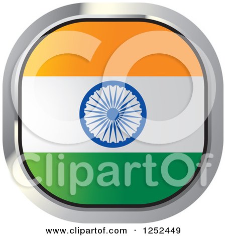Clipart of a Square Indian Flag Icon - Royalty Free Vector Illustration by Lal Perera