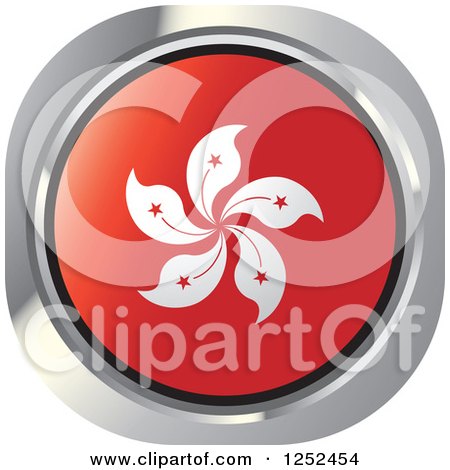 Clipart of a Round Hong Kong Flag Icon - Royalty Free Vector Illustration by Lal Perera