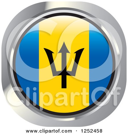 Clipart of a Round Barbados Flag Icon - Royalty Free Vector Illustration by Lal Perera