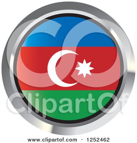 Clipart of a Round Azerbaijani Flag Icon 2 - Royalty Free Vector Illustration by Lal Perera
