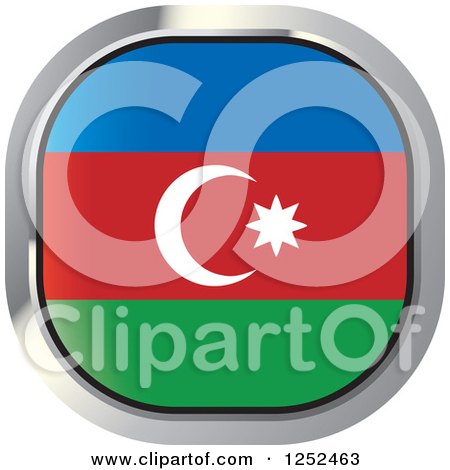 Clipart of a Square Azerbaijani Flag Icon - Royalty Free Vector Illustration by Lal Perera