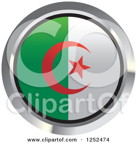 Clipart of a Round Algerian Flag Icon 2 - Royalty Free Vector Illustration by Lal Perera