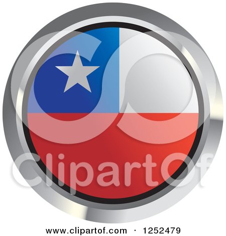 Clipart of a Round Chilean Flag Icon 2 - Royalty Free Vector Illustration by Lal Perera