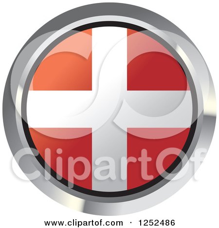Clipart of a Round Denmark Flag Icon 2 - Royalty Free Vector Illustration by Lal Perera