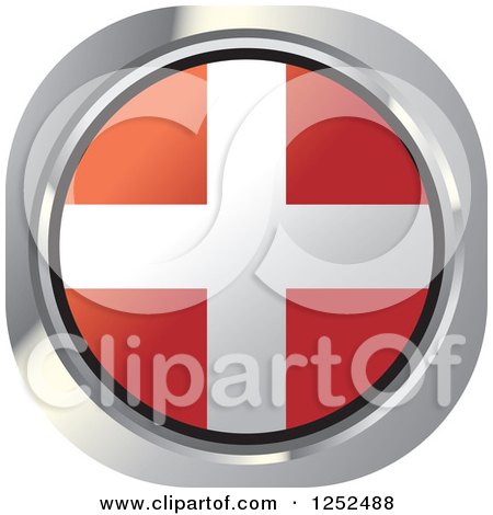 Clipart of a Round Denmark Flag Icon - Royalty Free Vector Illustration by Lal Perera