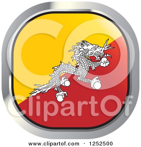 Clipart of a Round Bhutanese Flag Icon - Royalty Free Vector Illustration by Lal Perera