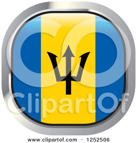 Clipart of a Square Barbados Flag Icon - Royalty Free Vector Illustration by Lal Perera