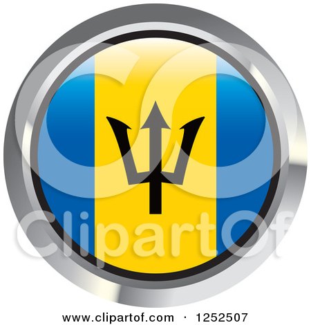 Clipart of a Round Barbados Flag Icon 2 - Royalty Free Vector Illustration by Lal Perera
