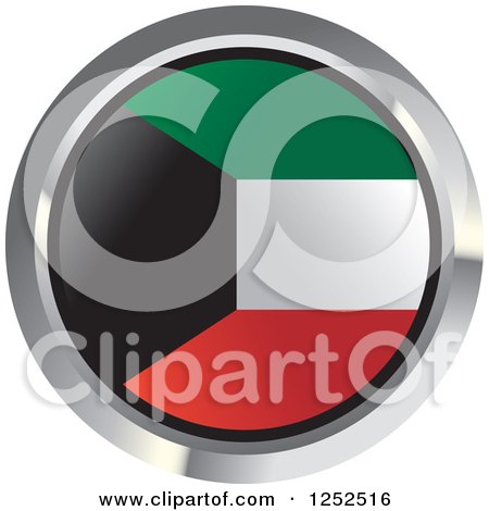 Clipart of a Round Kuwaiti Flag Icon 2 - Royalty Free Vector Illustration by Lal Perera