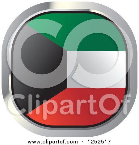 Clipart of a Square Kuwaiti Flag Icon - Royalty Free Vector Illustration by Lal Perera