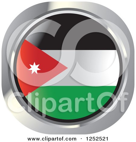 Clipart of a Round Jordanian Flag Icon 2 - Royalty Free Vector Illustration by Lal Perera