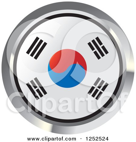 Clipart of a Round South Korean Flag Icon 2 - Royalty Free Vector Illustration by Lal Perera