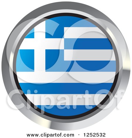 Clipart of a Round Greek Flag Icon 2 - Royalty Free Vector Illustration by Lal Perera