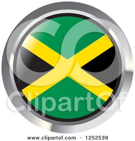 Clipart of a Round Jamaican Flag Icon 2 - Royalty Free Vector Illustration by Lal Perera