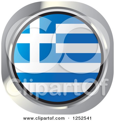 Clipart of a Round Greek Flag Icon - Royalty Free Vector Illustration by Lal Perera