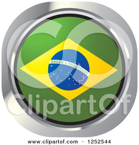 Clipart of a Round Brazilian Flag Icon - Royalty Free Vector Illustration by Lal Perera
