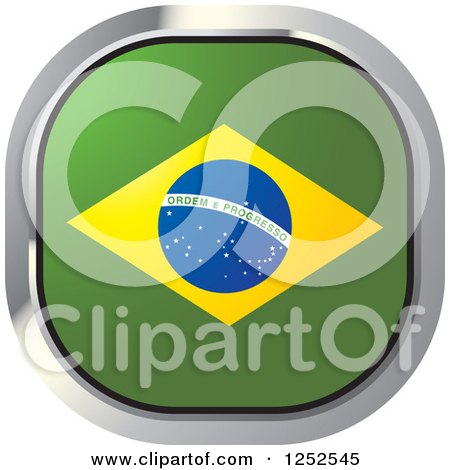 Clipart of a Square Brazilian Flag Icon - Royalty Free Vector Illustration by Lal Perera