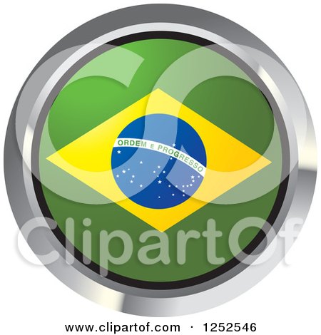 Clipart of a Round Brazilian Flag Icon 2 - Royalty Free Vector Illustration by Lal Perera