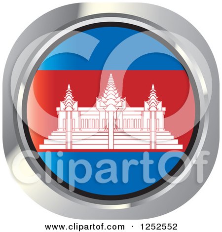 Clipart of a Round Cambodian Flag Icon - Royalty Free Vector Illustration by Lal Perera