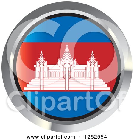Clipart of a Round Cambodian Flag Icon 2 - Royalty Free Vector Illustration by Lal Perera