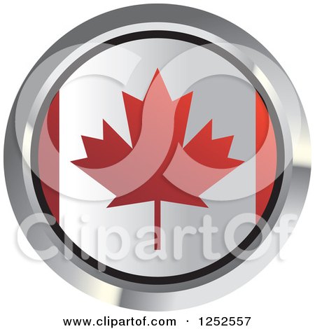 Clipart of a Round Canadian Flag Icon 2 - Royalty Free Vector Illustration by Lal Perera