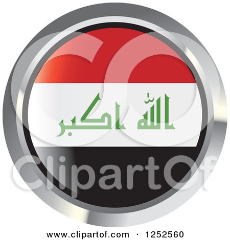 Clipart of a Round Iraq Flag Icon 2 - Royalty Free Vector Illustration by Lal Perera