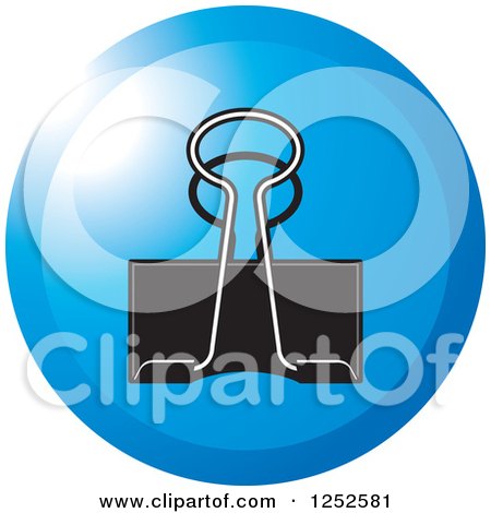 Clipart of a Round Blue Binder Clip Icon - Royalty Free Vector Illustration by Lal Perera