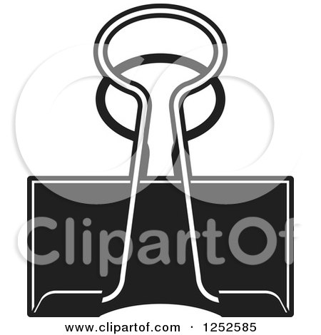Clipart of a Black and White Binder Clip - Royalty Free Vector Illustration by Lal Perera