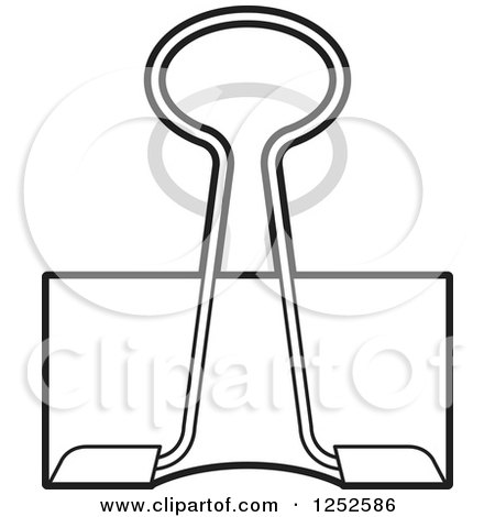 Clipart of a Black and White Binder Clip and Shadow - Royalty Free Vector Illustration by Lal Perera