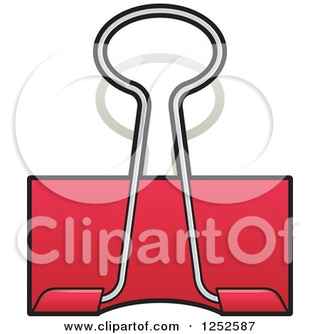 Clipart of a Red Binder Clip - Royalty Free Vector Illustration by Lal Perera