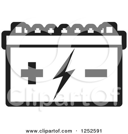 Clipart of a Black and White Battery - Royalty Free Vector Illustration by Lal Perera