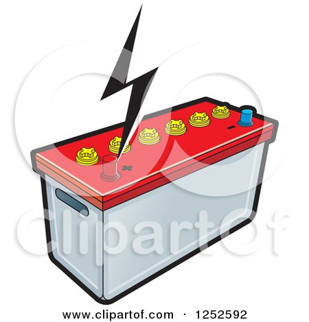 Clipart of a Battery and a Bolt - Royalty Free Vector Illustration by Lal Perera